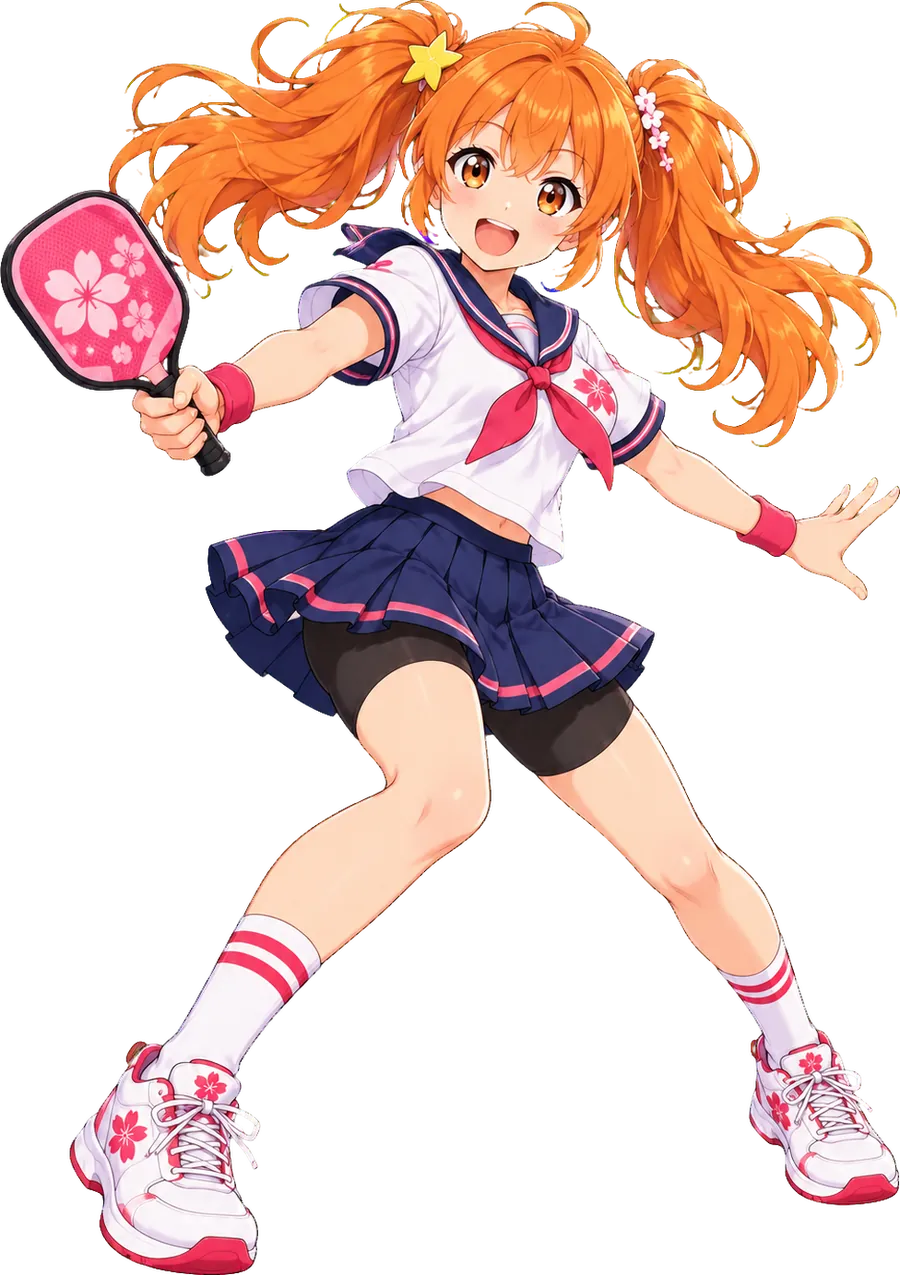 Hana, full-body pose with her paddle.